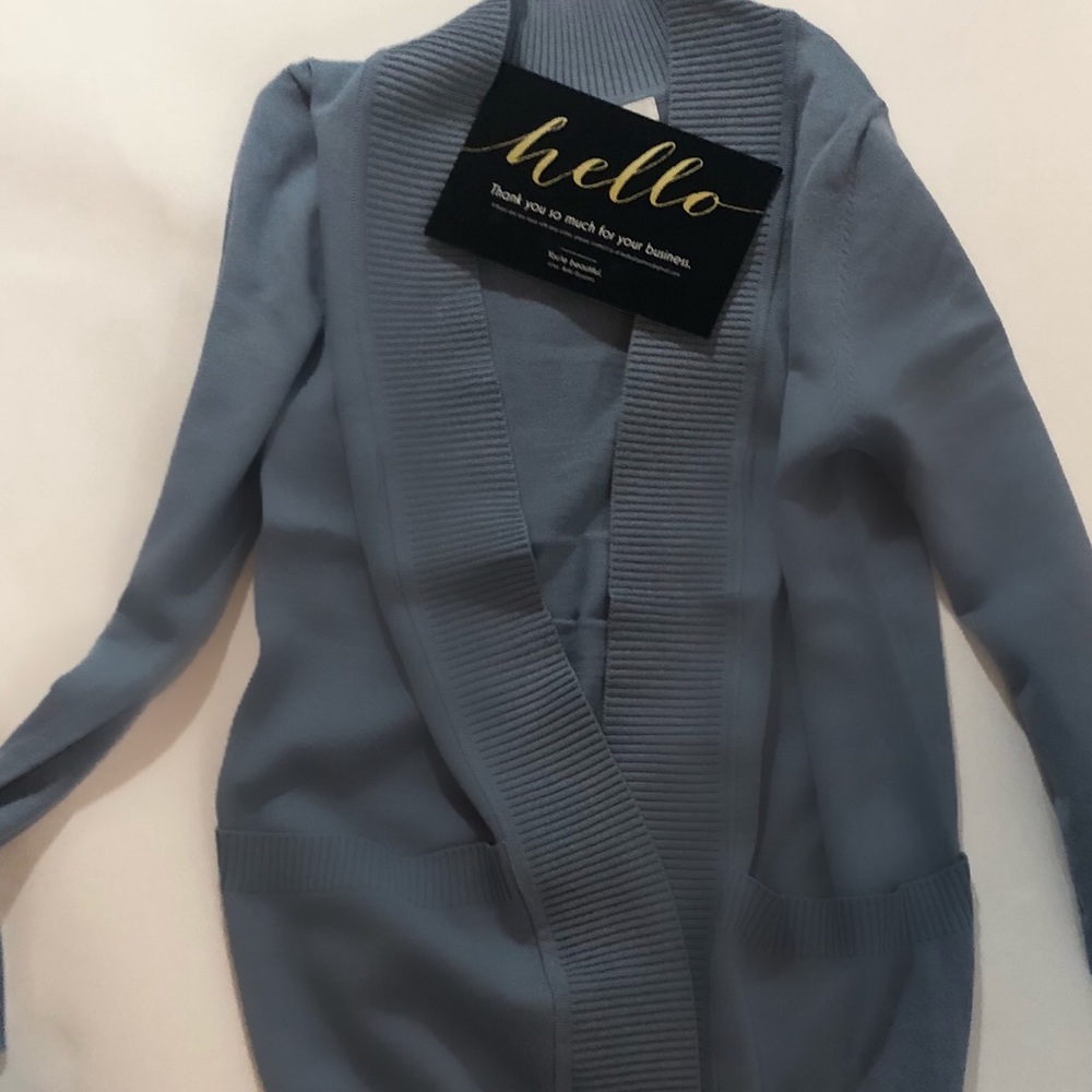 BEST SELLING CARDIGAN - Soft Blue w/ Pockets - NWT - Picture 2 of 6